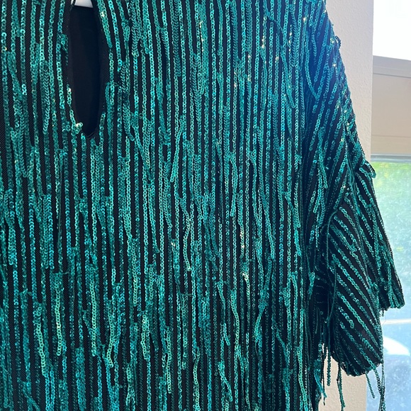 Zara Green Sequin Fringe Dress - Picture 5 of 6